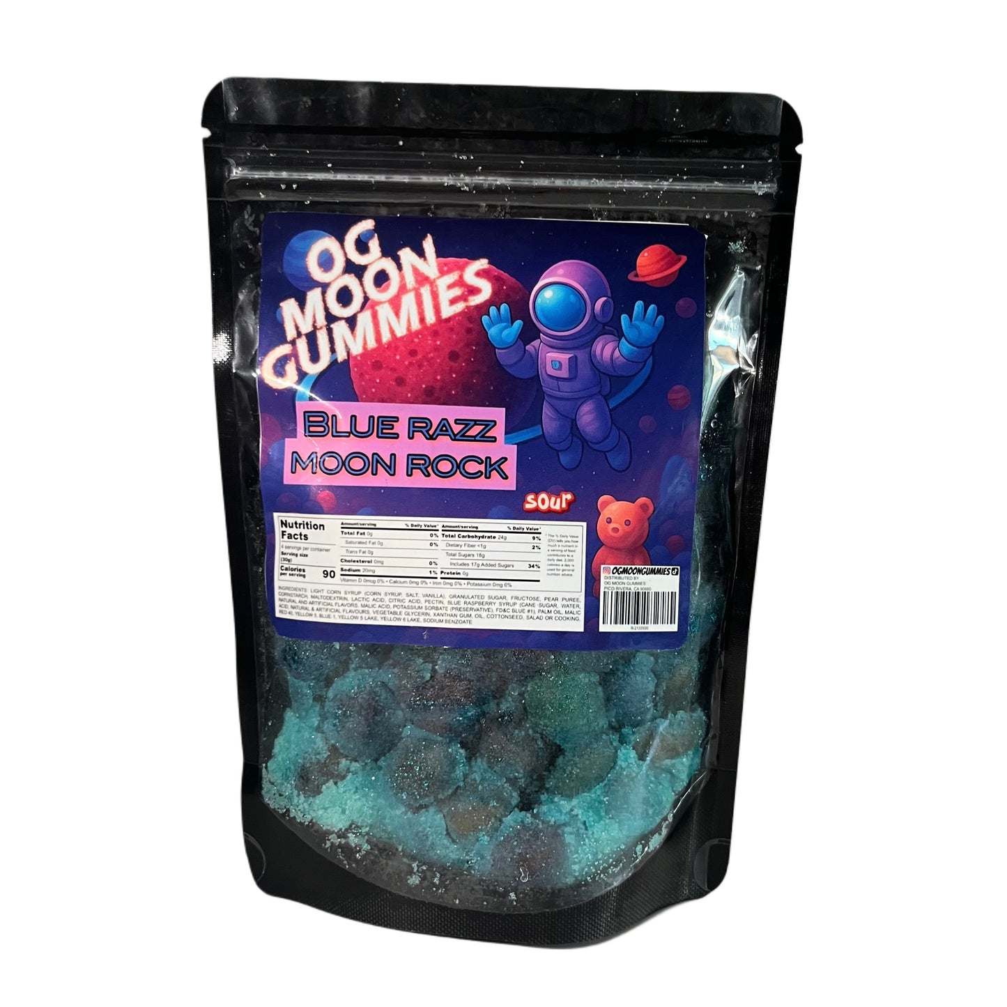 OGMoonGummies Viral Sour Blue Razz Moon Rock - 9oz - Sour Blue Razz Gushers