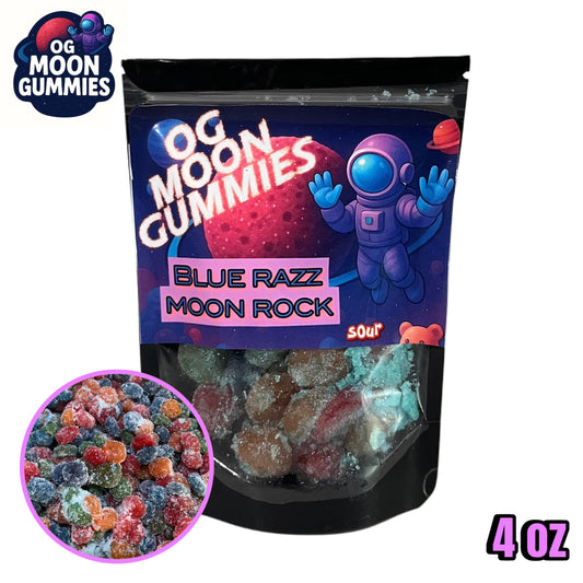OGMoonGummies Viral Sour Blue Razz Moon Rock - 4oz - Sour Blue Razz Gushers