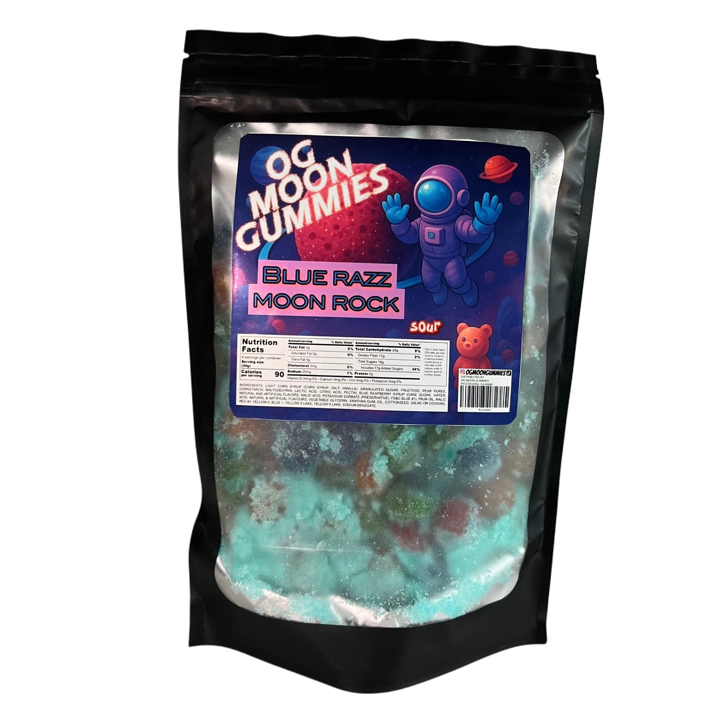 OGMoonGummies Viral Sour Blue Razz Moon Rock - 1lb - Sour Blue Razz Gushers