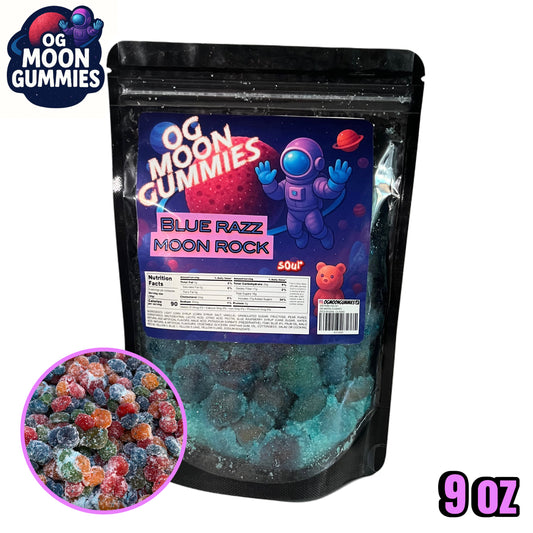 OGMoonGummies Viral Sour Blue Razz Moon Rock - 9oz - Sour Blue Razz Gushers
