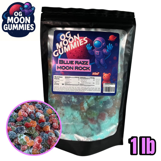 OGMoonGummies Viral Sour Blue Razz Moon Rock - 1lb - Sour Blue Razz Gushers