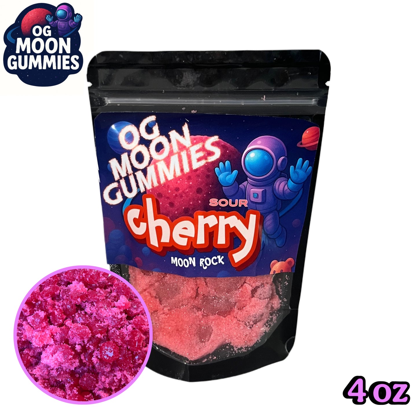OGMoonGummies Viral Sour Cherry Moon Rock - 4oz - Sour Cherry Gushers