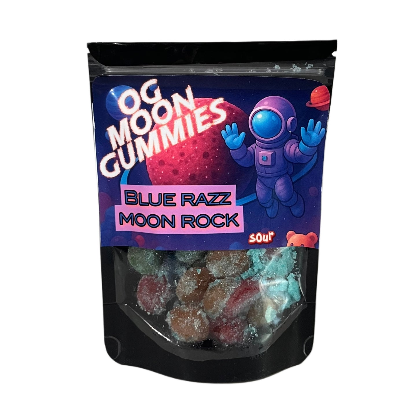 OGMoonGummies Viral Sour Blue Razz Moon Rock - 4oz - Sour Blue Razz Gushers